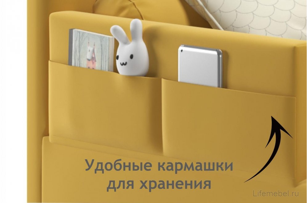 Тахта Венера с бортиком 90х200 желтая