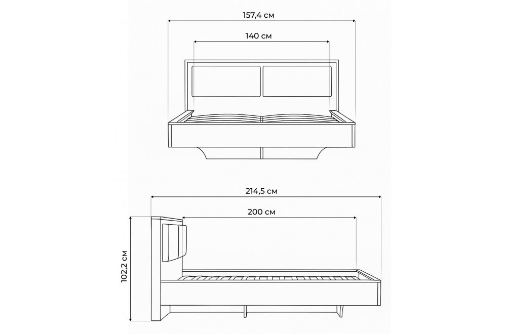 Полутораспальная кровать Клауд 140х200 парящая дуб крафт золотой / антрацит