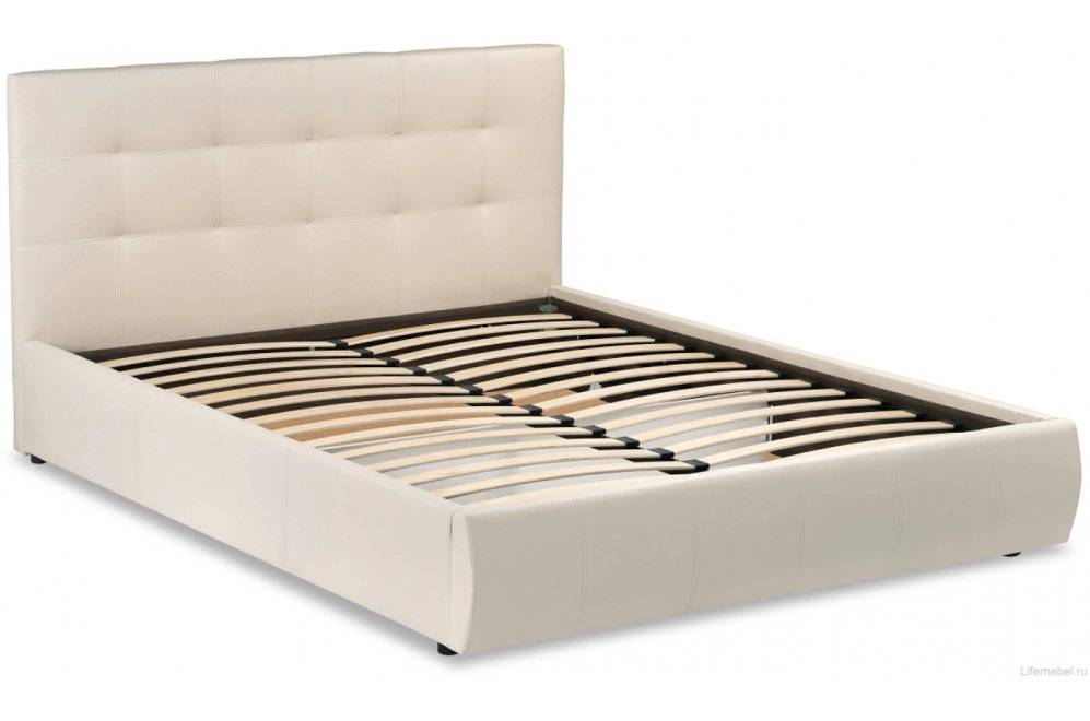 Полутораспальная кровать Афродита-2 140х200 с ПМ экокожа бежевая