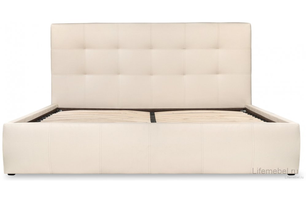 Полутораспальная кровать Афродита-2 140х200 с ПМ экокожа бежевая
