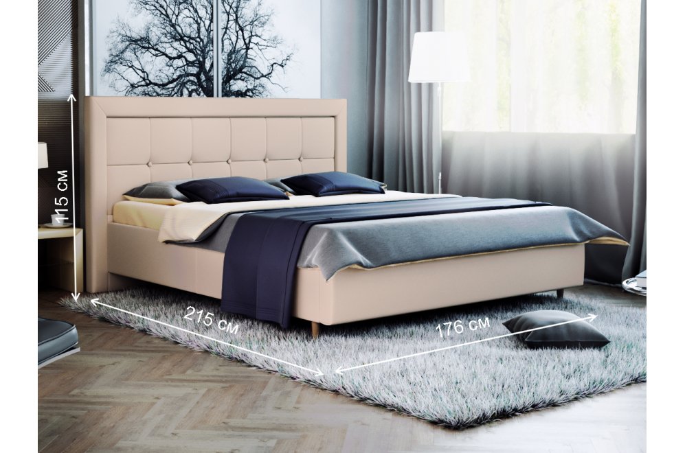 Кровать полутораспальная Афродита-8-1 140 х 200 см с ПМ эко кожа marvel cream