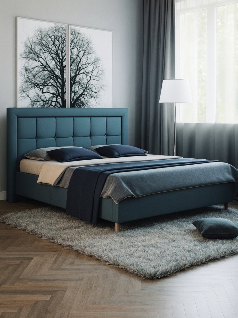 Кровать полутораспальная Афродита-8-1 140 х 200 см с ПМ велюр lecco mint