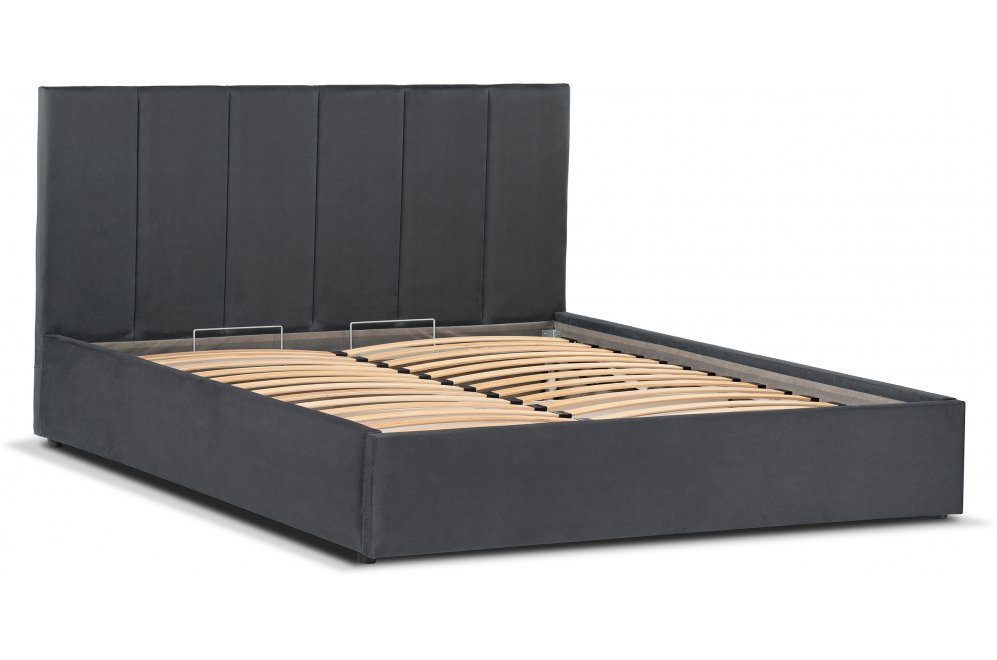 Полутораспальная кровать Афродита-3 140х200 с ПМ серый велюр bingo grafit