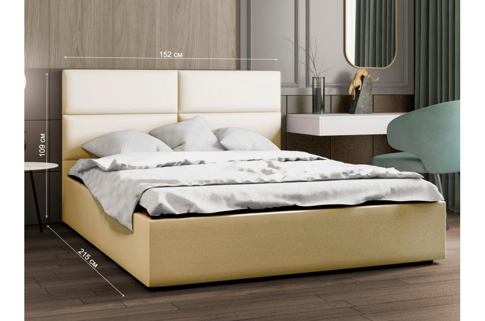 Полутораспальная кровать Афродита-4 140х200 с ПМ экокожа marvel cream