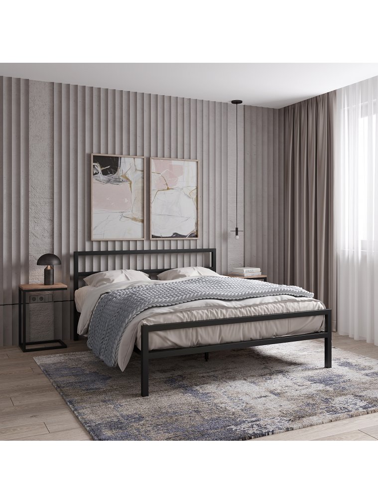 Полутораспальная кровать Анаель 140х190 черный глянец