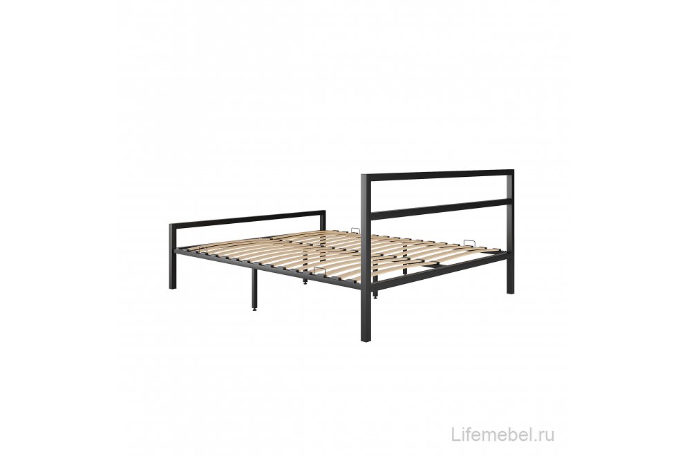 Полутораспальная кровать Анаель 140х190 черный глянец