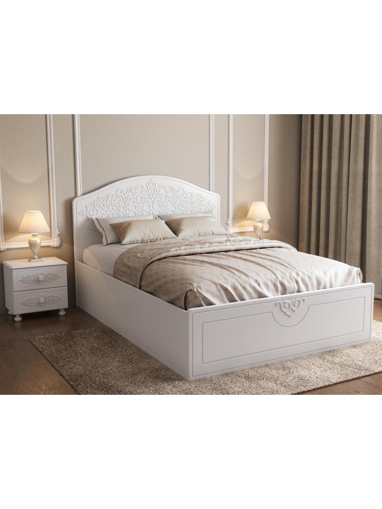 Полутораспальная кровать Ассоль АС-60 140х200 с ПМ белое дерево