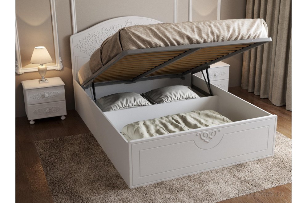Полутораспальная кровать Ассоль АС-60 140х200 с ПМ белое дерево