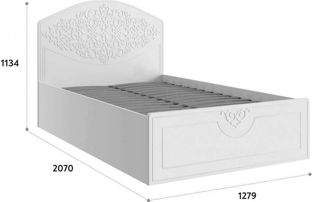 Полутораспальная кровать Ассоль АС-68 120х200 с ПМ белое дерево