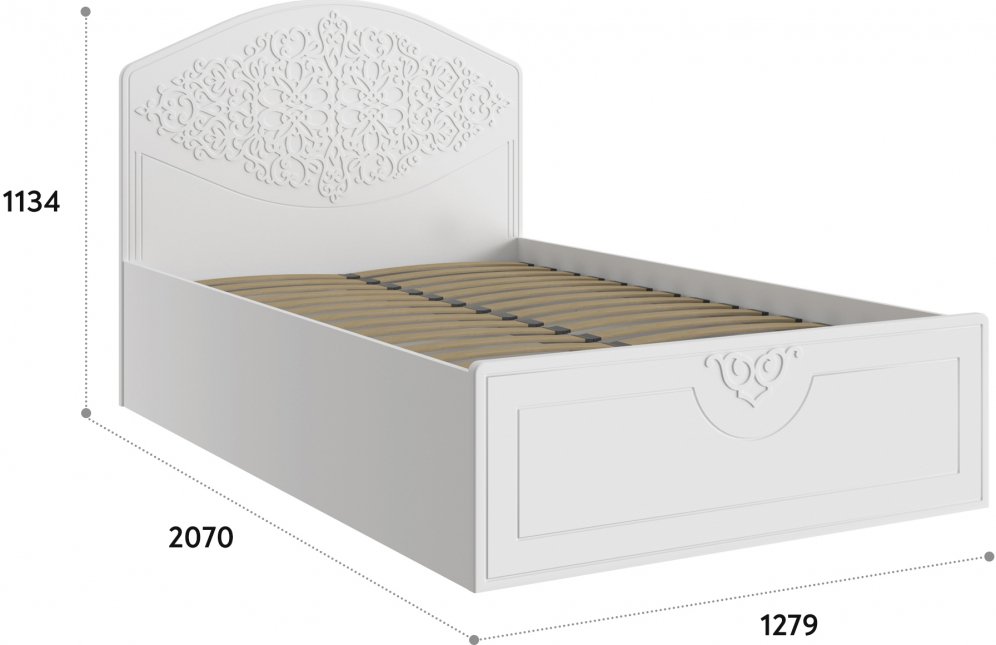 Полутораспальная кровать Ассоль АС-68 120х200 с ПМ белое дерево