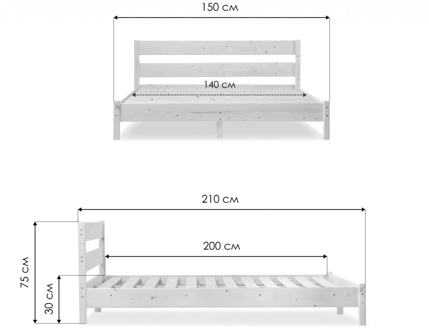 Полутораспальная кровать Элли 140х200