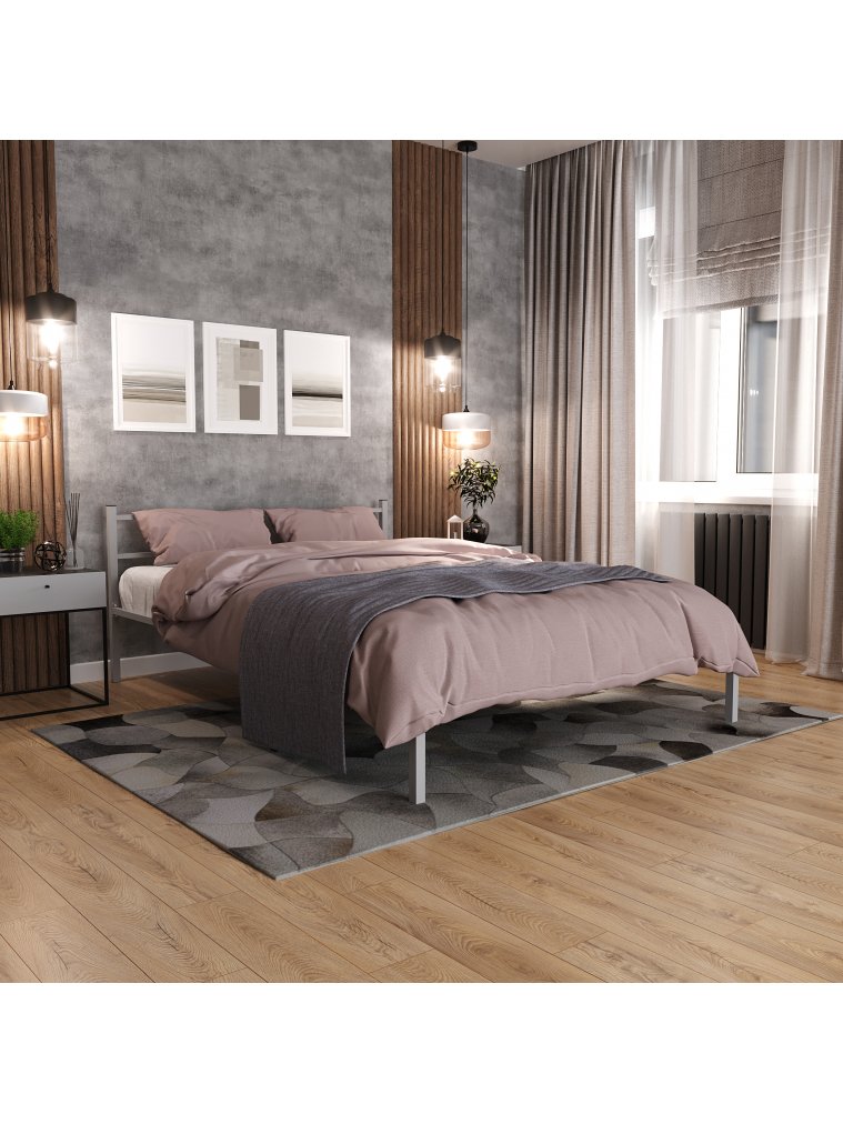 Полутораспальная кровать Фади 140х200 серая