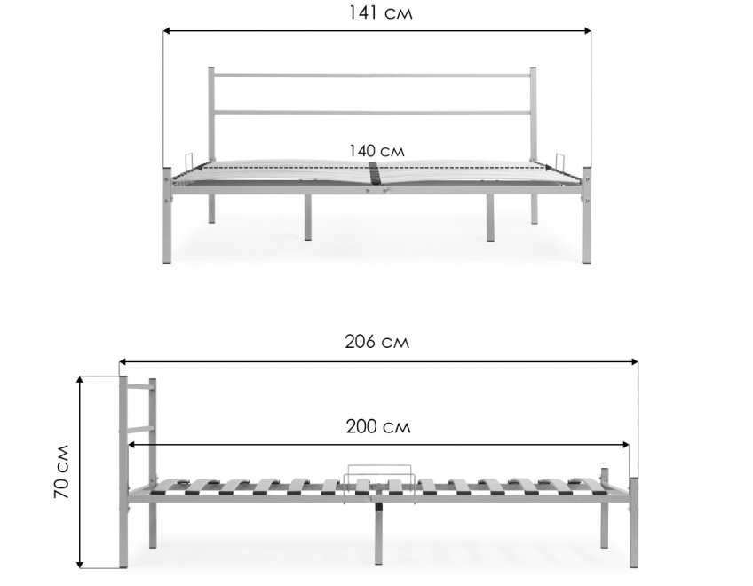 Полутораспальная кровать Фади 140х200 серая