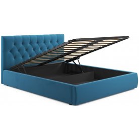 Полутораспальная кровать Verona 140х200 с ПМ синий велюр