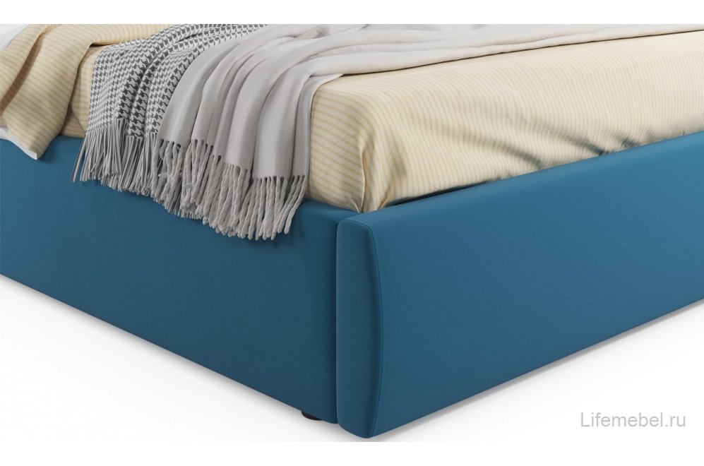 Полутораспальная кровать Verona 140х200 с ПМ синий велюр