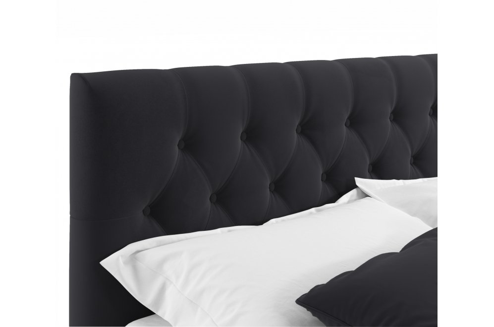 Полутораспальная кровать Verona 140х200 с ПМ черный велюр