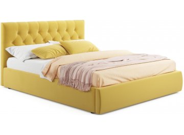 Полутораспальная кровать Verona 140х200 серый велюр желтый велюр
