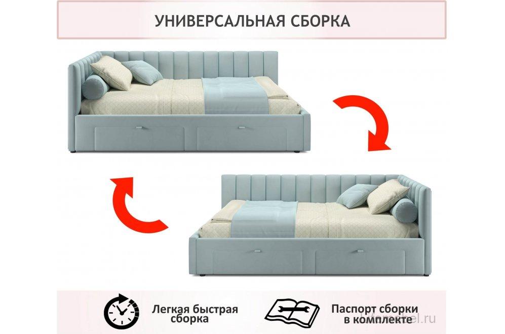 Тахта Milena 120х200 с ящиками мята пастель