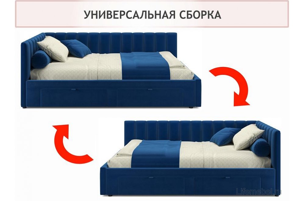 Тахта Венера 120х200 с ящиками синяя