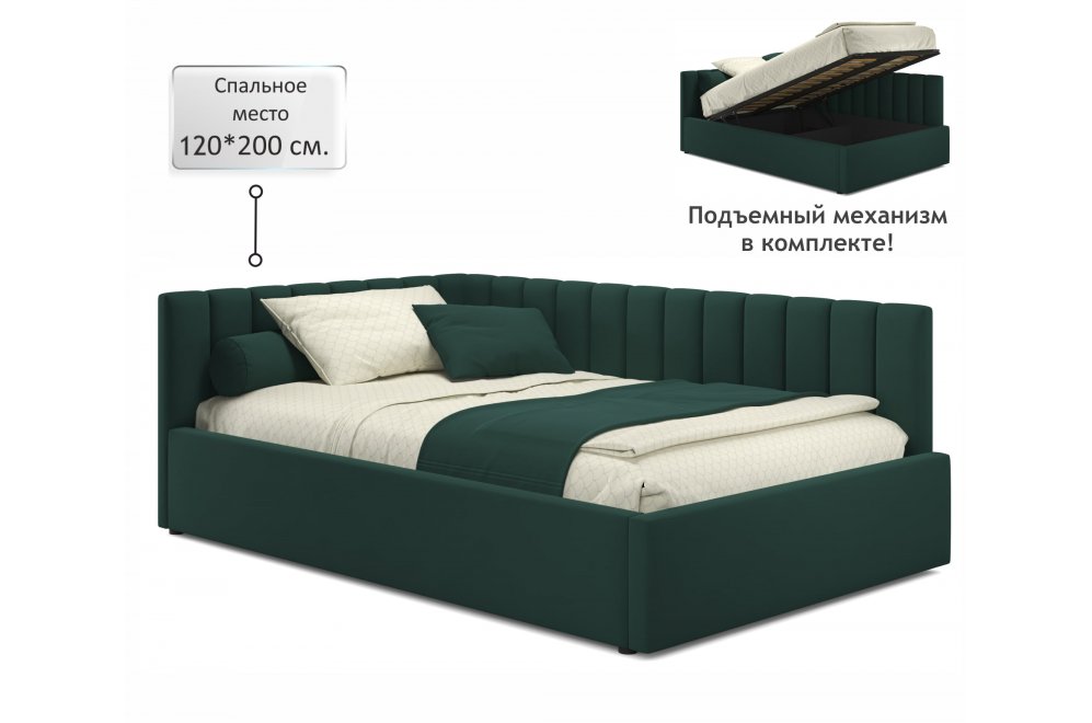 Тахта Milena 120х200 с ПМ изумруд