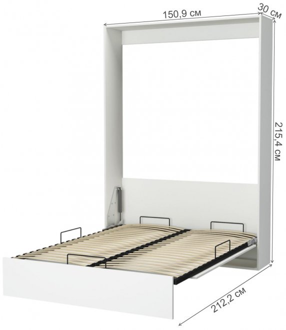 Шкаф-кровать Studio super eco 140х200 с ПМ белая