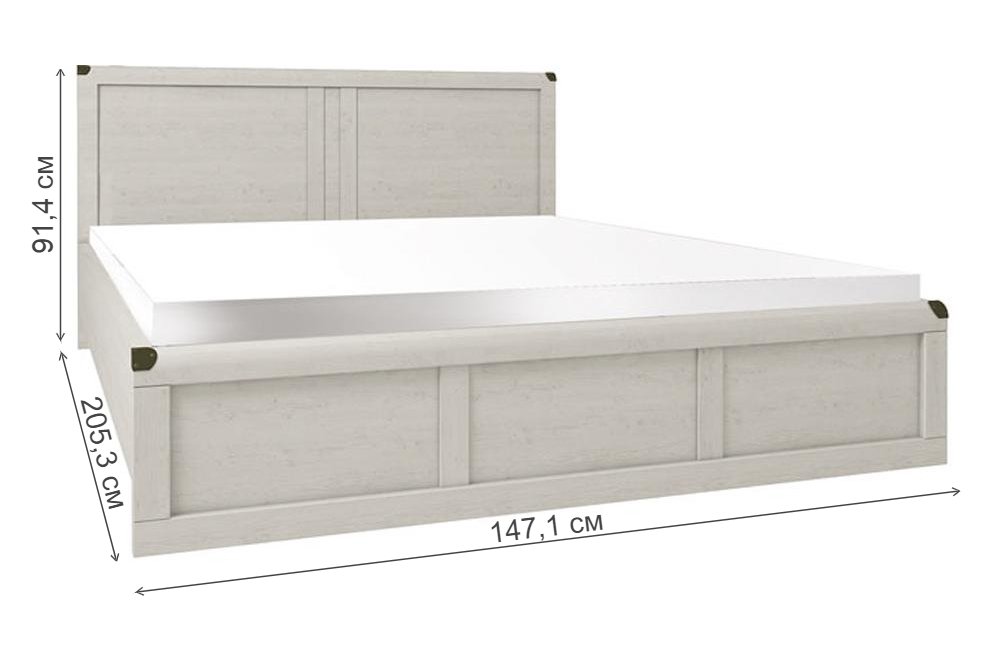 Двуспальная кровать Magellan 140x200 сосна винтаж с матрасом