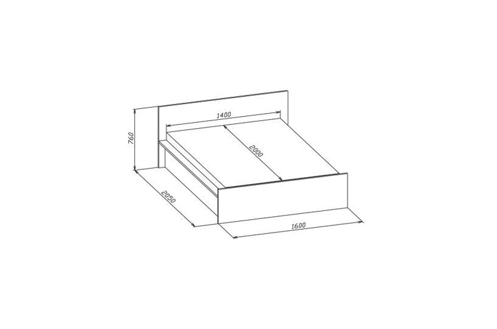Кровать К-2 140 см x 200 см испанский орех с матрасом
