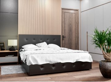 Полутораспальная кровать Афродита-10 черная экокожа nice black