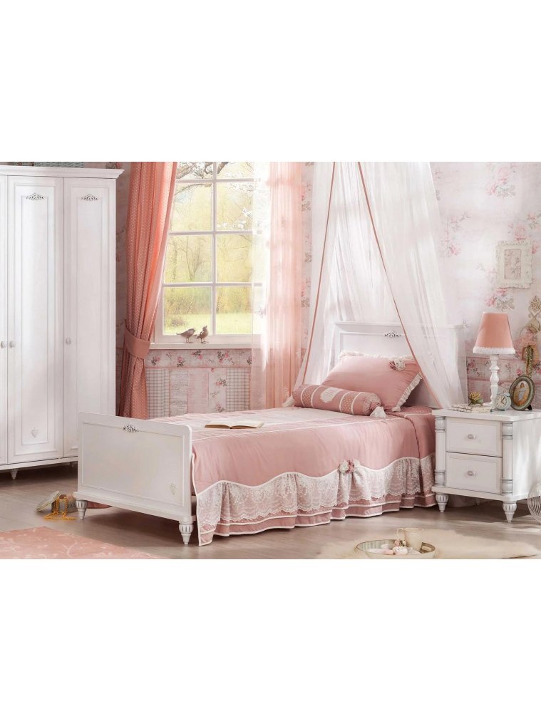 Полутораспальная кровать Romantica 120x200 белая с матрасом