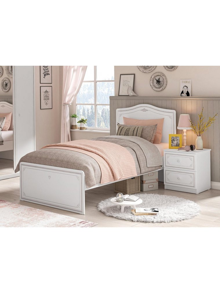 Полутораспальная кровать Selena grey 120x200 белая / серая с матрасом
