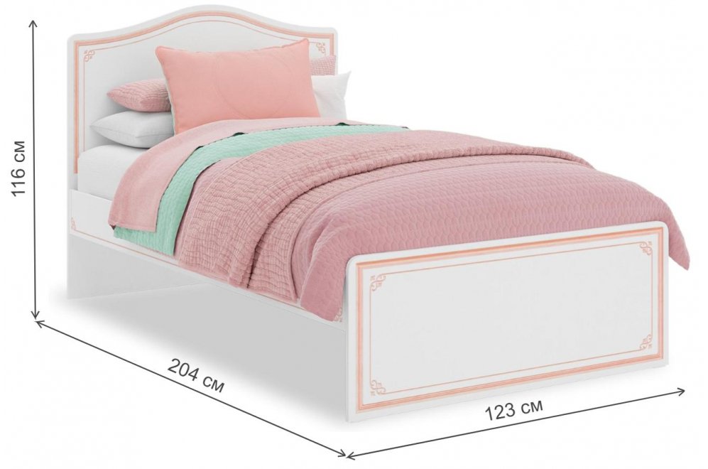 Полутораспальная кровать Selena pink 120x200 белая / розовая с матрасом
