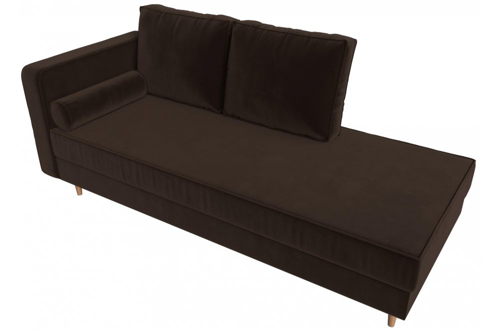 Кушетка Тайра левая коричневый микровельвет