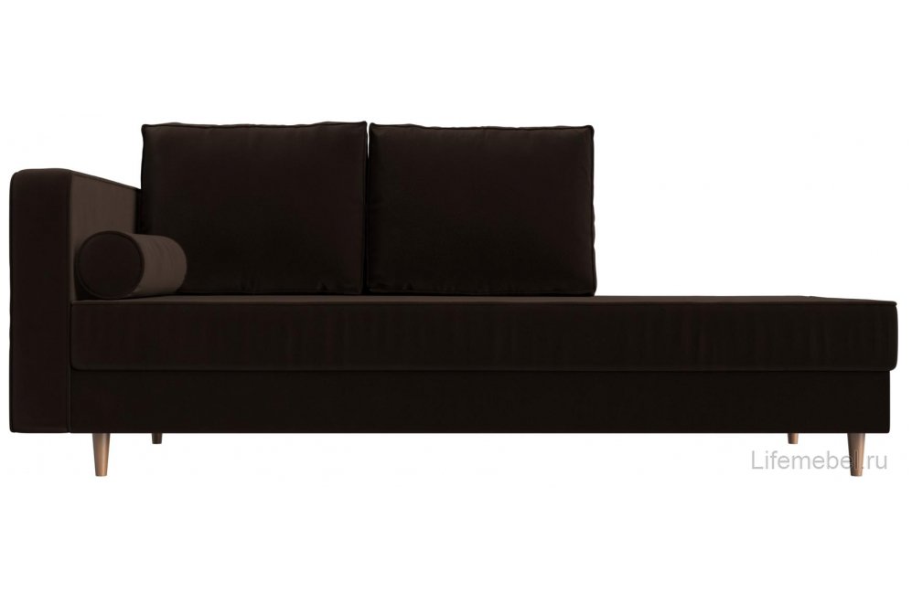Кушетка Тайра левая коричневый микровельвет