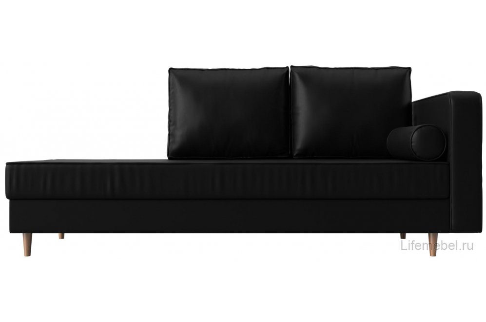 Кушетка Тайра правая черная экокожа