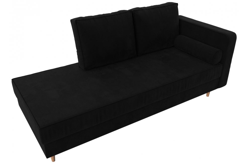 Кушетка Прайм правая черный микровельвет
