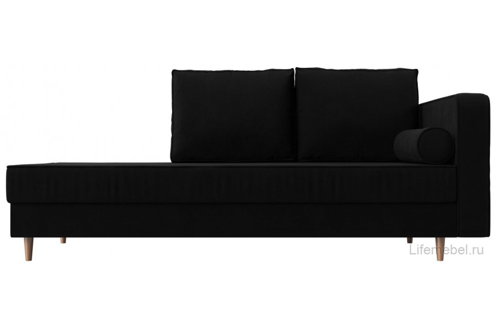 Кушетка Прайм правая черный микровельвет