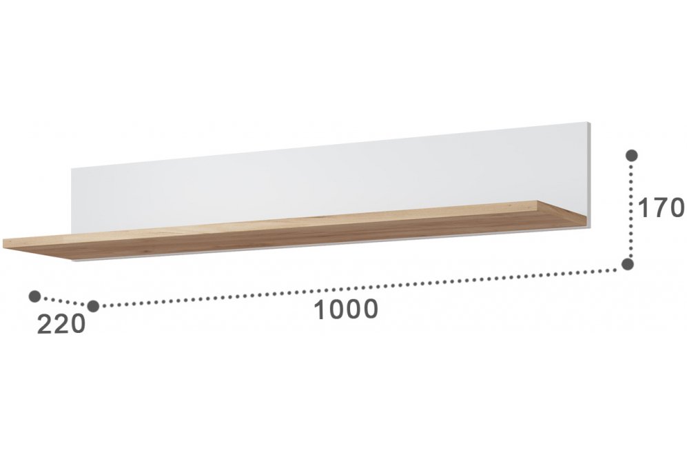 Полка Эмилия ЭЛ-10 дуб крафт золотой / меренга