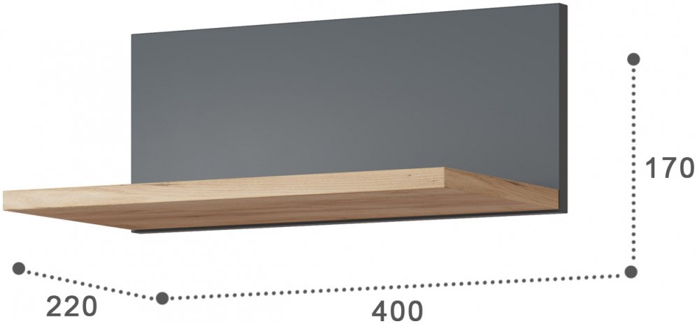Полка Эмилия ЭЛ-9 дуб крафт золотой / графит