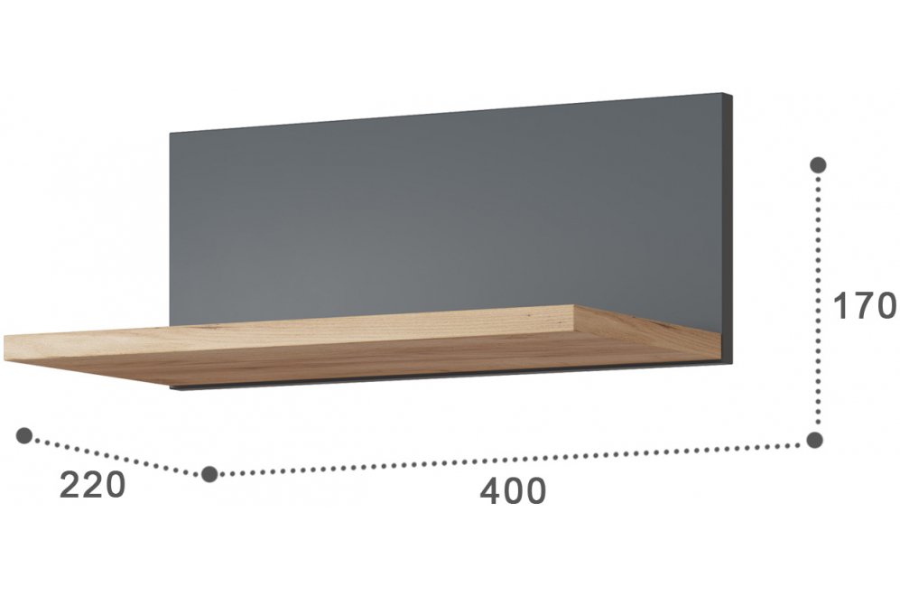 Полка Эмилия ЭЛ-9 дуб крафт золотой / графит