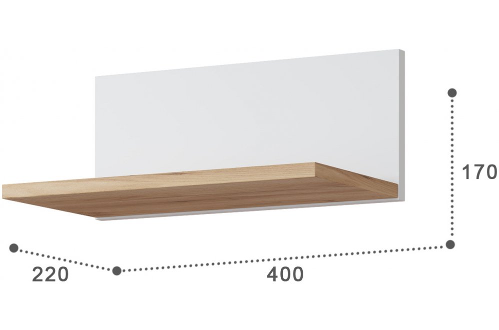 Полка Эмилия ЭЛ-9 дуб крафт золотой / меренга
