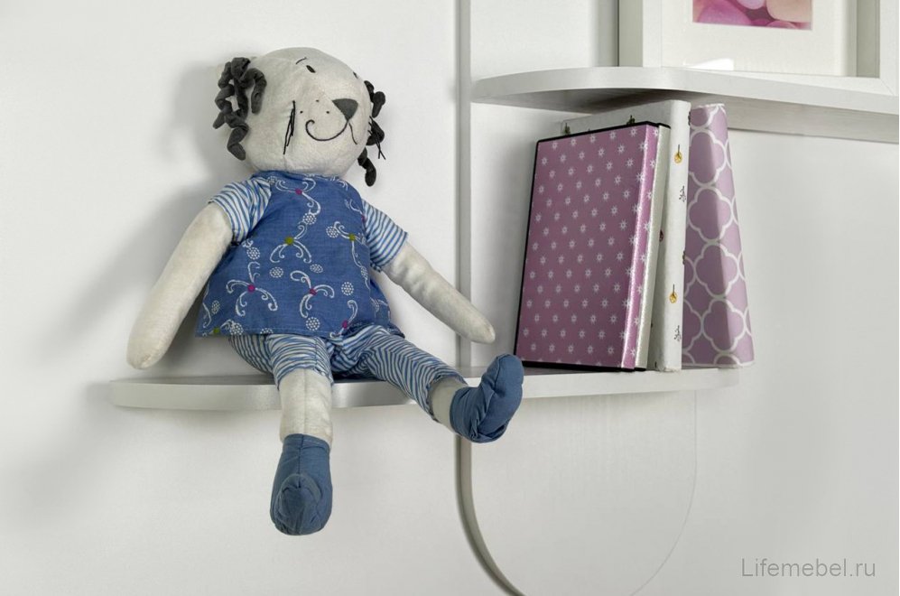 Полка навесная 2 Милана белое дерево