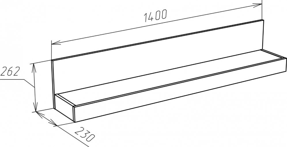 Полка Литиум дуб серый крафт / дуб белый крафт