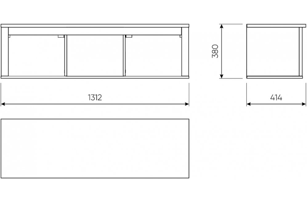 Полка навесная Сага 3 секции белая