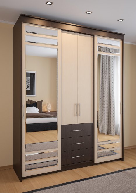 Шкаф-купе ШК-05 венге / дуб молочный