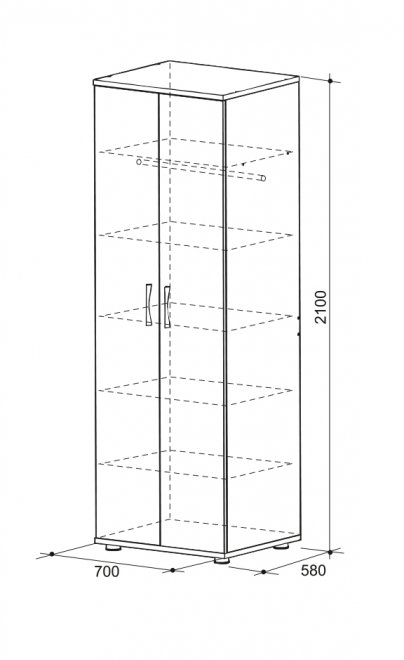 Шкаф прямой 580 Сити 8.1 без зеркала дуб млечный