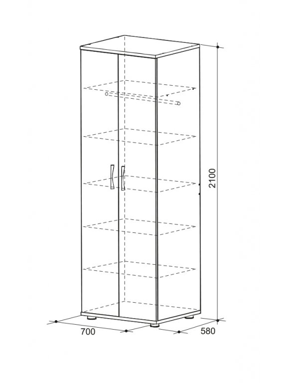 Шкаф прямой 580 Сити 8.1 без зеркала дуб млечный