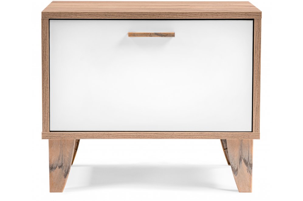 Прикроватная тумба Эго Т-5 на ножках дуб крафт золотой / белый глянец