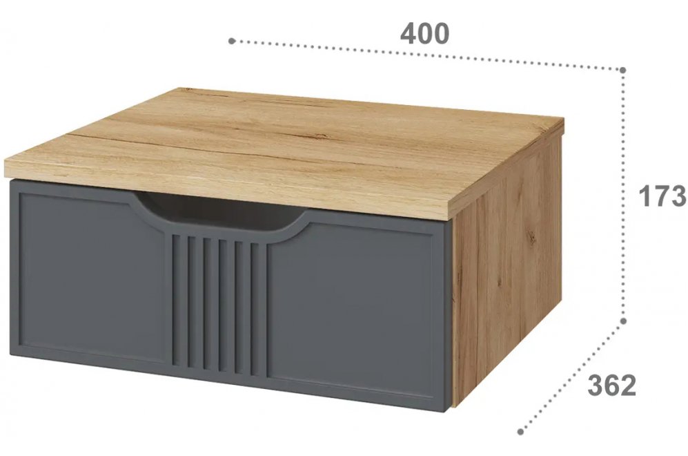 Прикроватная тумба ЭЛ-23 дуб крафт золотой / графит подвесная