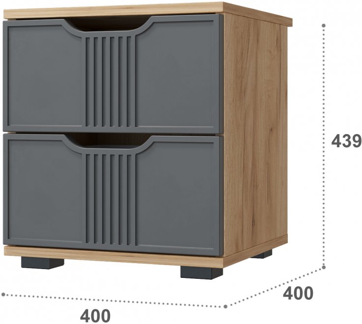 Прикроватная тумба Эмилия ЭЛ-25 дуб крафт золотой / графит