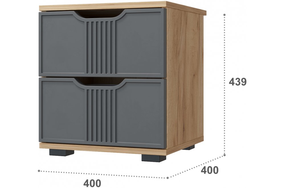 Прикроватная тумба Эмилия ЭЛ-25 дуб крафт золотой / графит